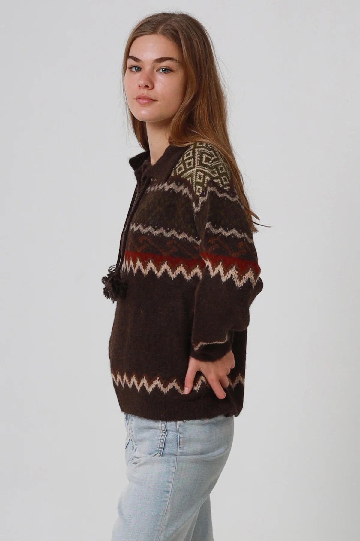 Boho Zigzag Collared Jumper