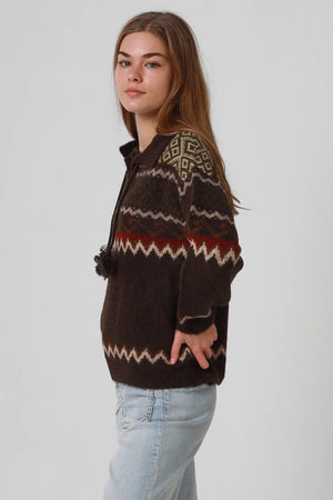 Boho Zigzag Collared Jumper