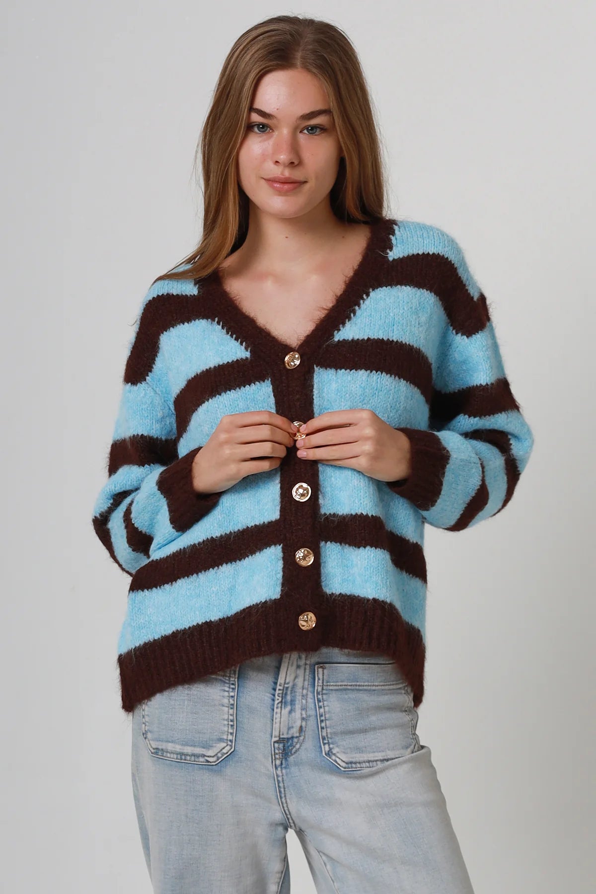 Gia Gold Button Up Cardigan
