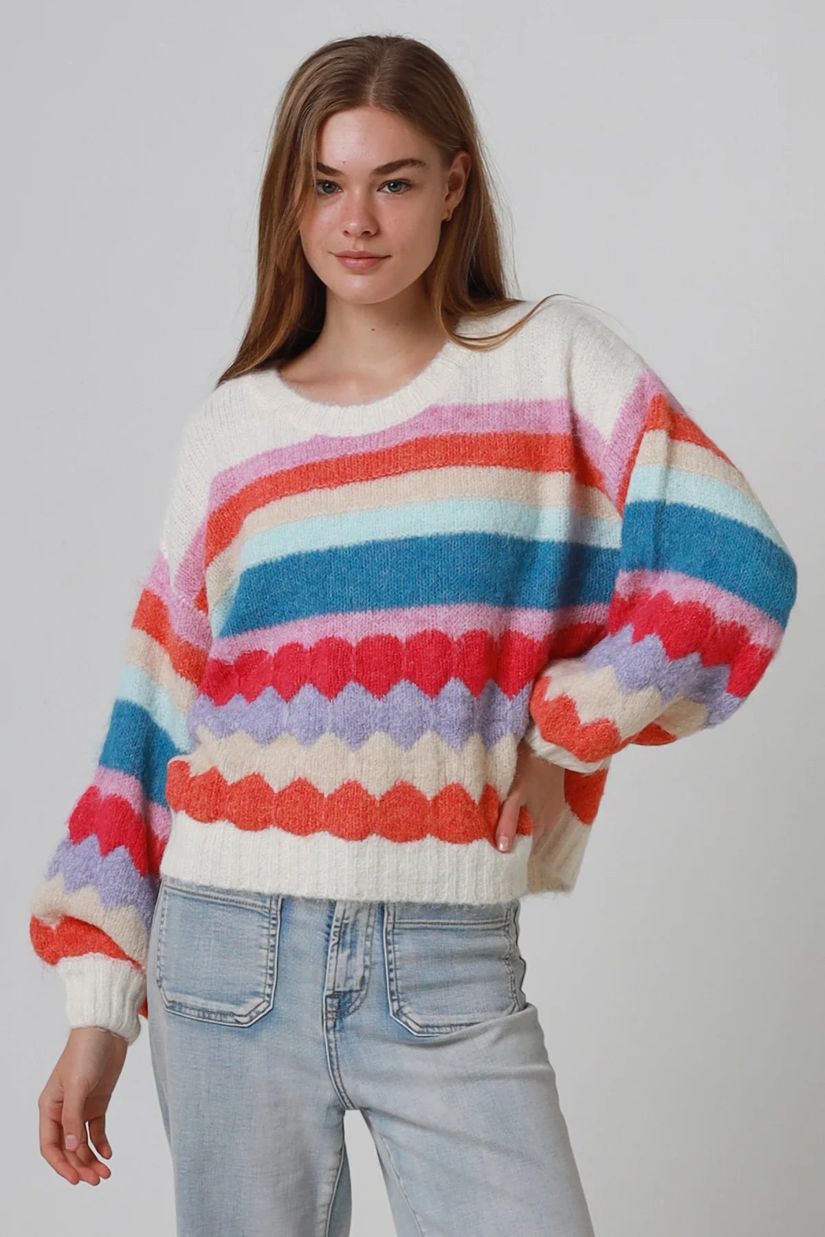 Lottie Puff Sleeve Round Neck Jumper