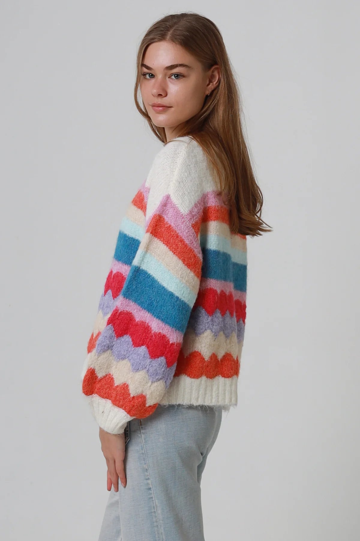 Lottie Puff Sleeve Round Neck Jumper