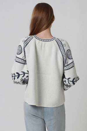 Boho Lurex Knitted V-neck Jumper