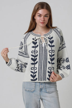Boho Lurex Knitted V-neck Jumper