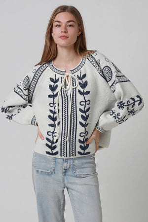 Boho Lurex Knitted V-neck Jumper