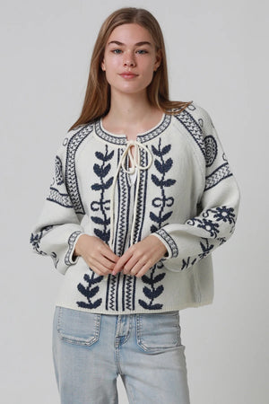 Boho Lurex Knitted V-neck Jumper