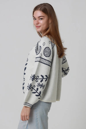 Boho Lurex Knitted V-neck Jumper