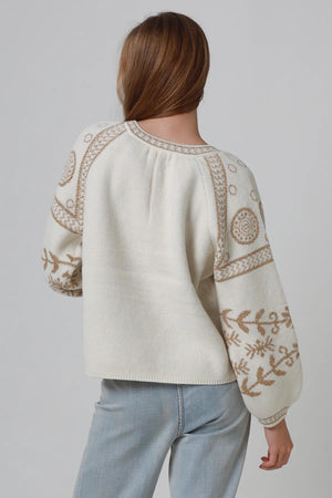 Boho Lurex Knitted V-neck Jumper