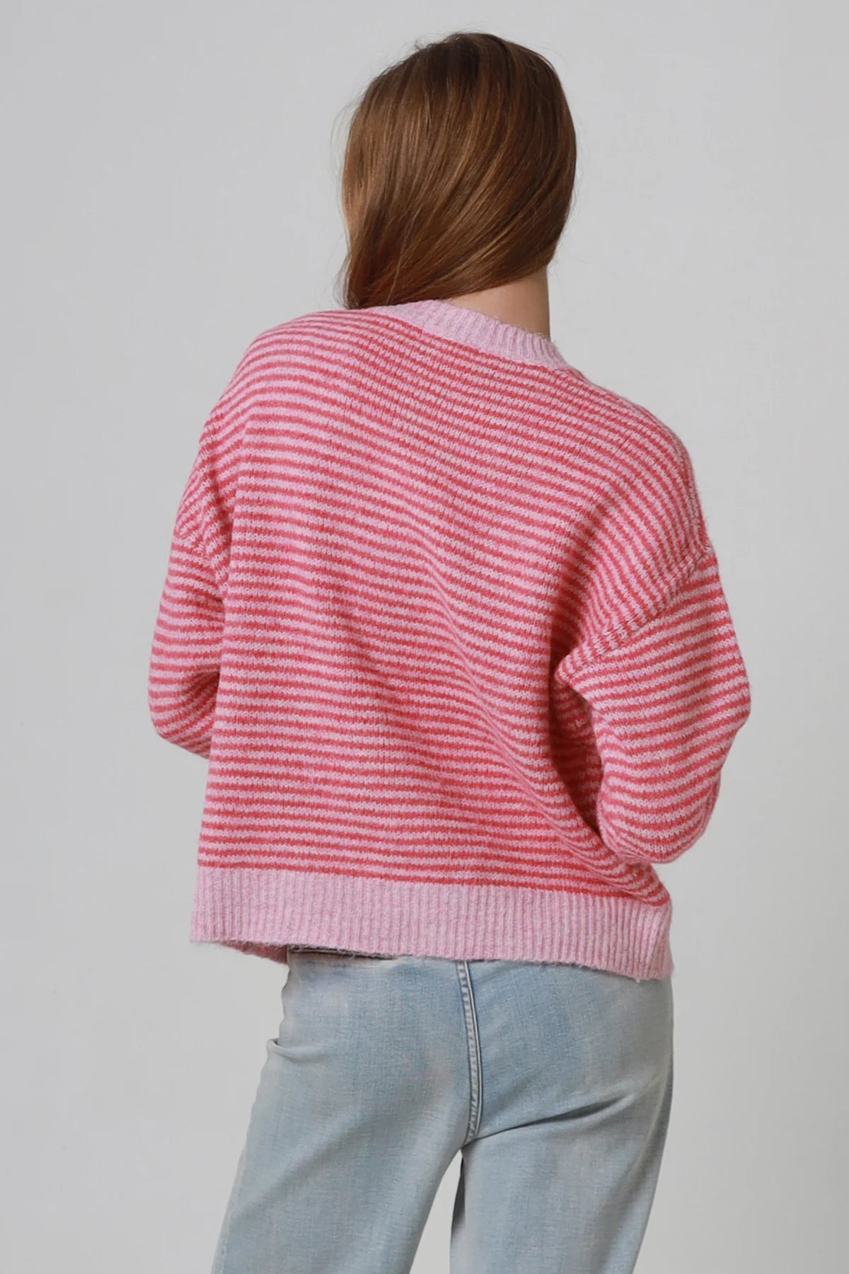 Heart Embroidered Striped Jumper