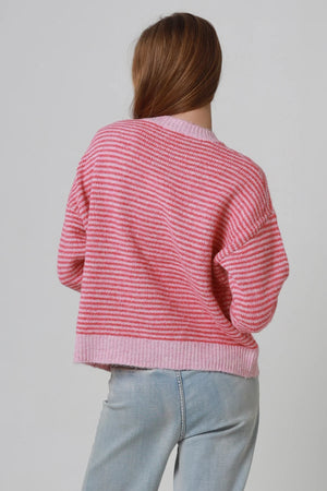 Heart Embroidered Striped Jumper