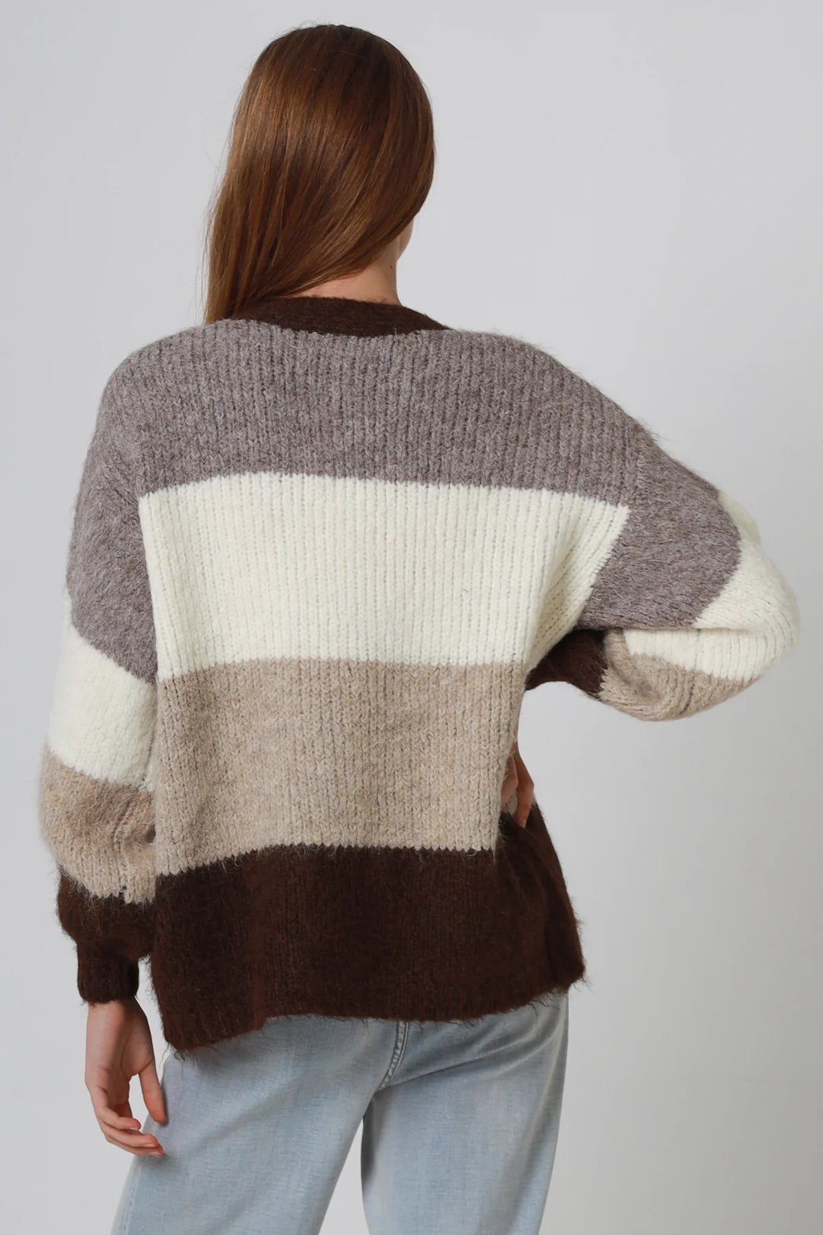 Golden Sun Striped V-neck Cardigan