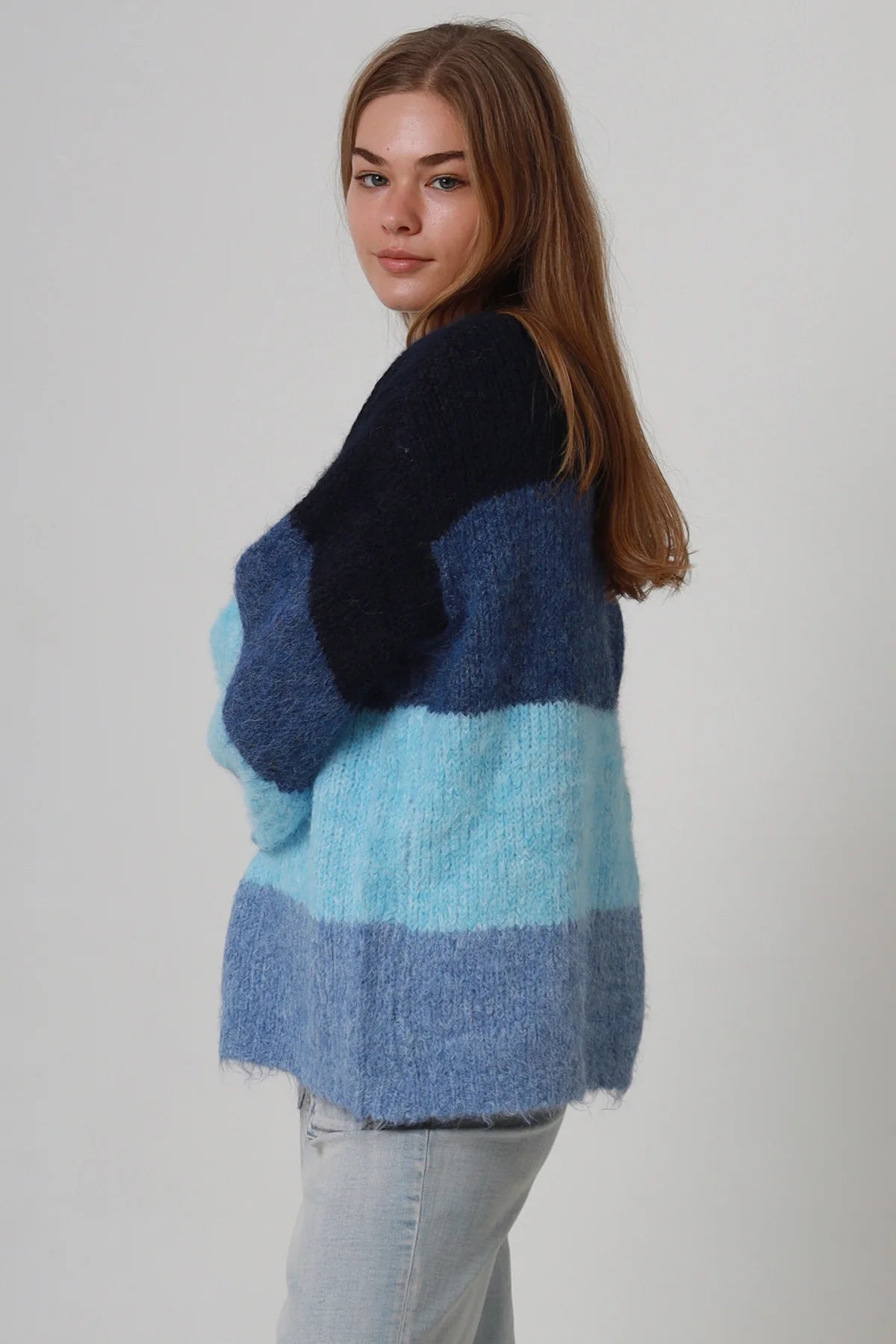 Golden Sun Striped V-neck Cardigan