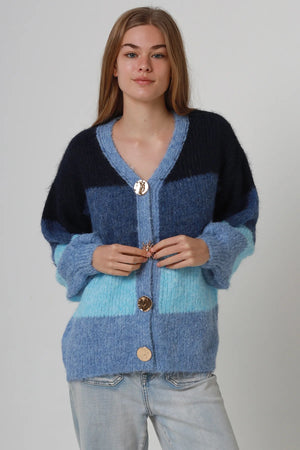 Golden Sun Striped V-neck Cardigan