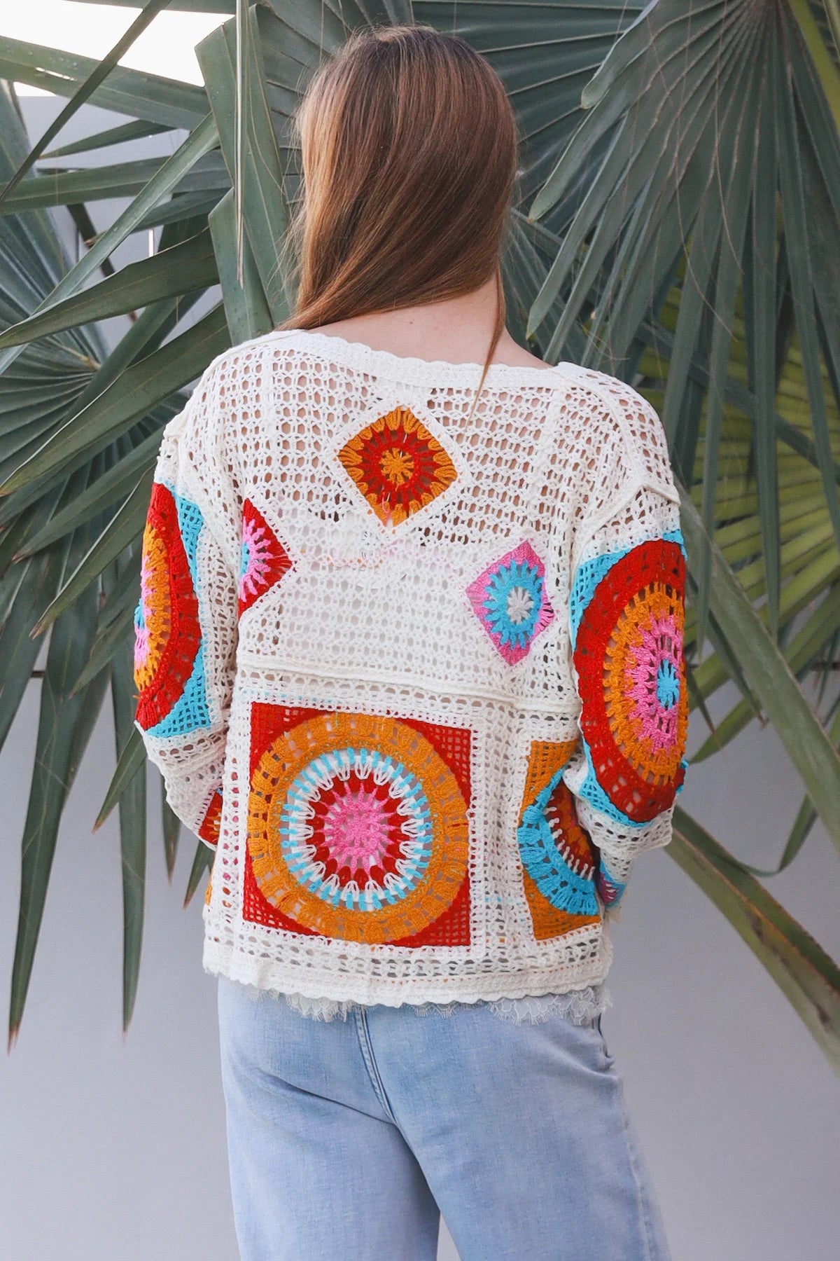 Kia V-Neck long Sleeve Crochet Top