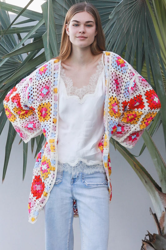 Raine Crochet Midi Cardigan