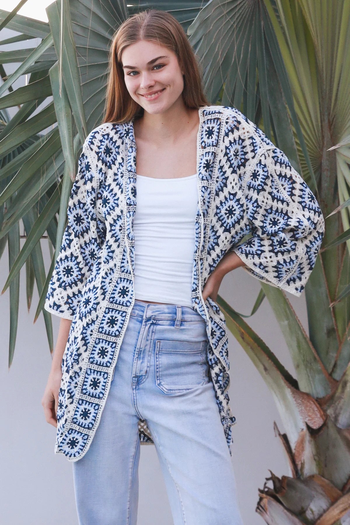 Midi Crochet Panel Cardigan