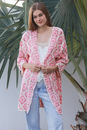 Midi Crochet Panel Cardigan