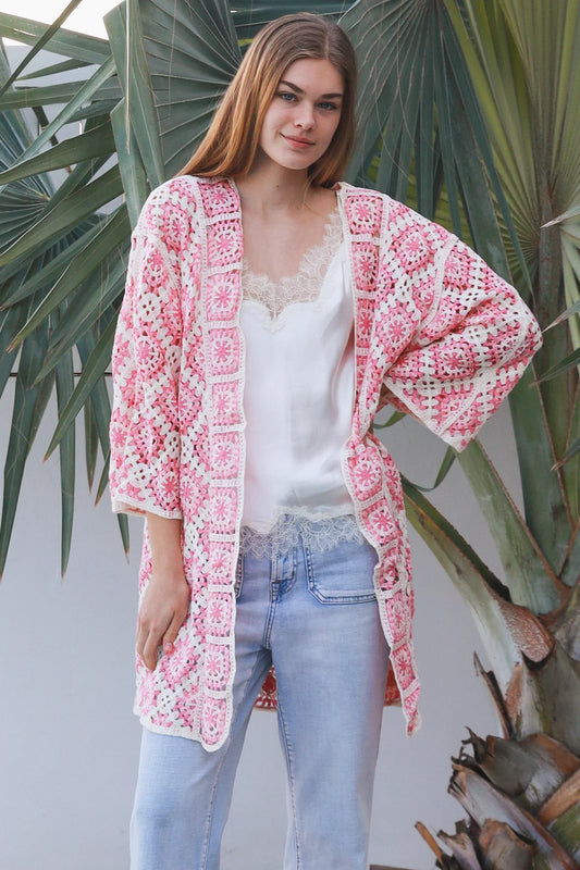 Midi Crochet Panel Cardigan