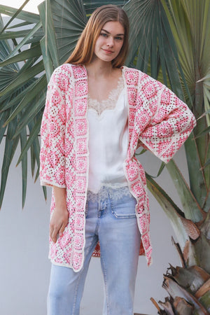Midi Crochet Panel Cardigan