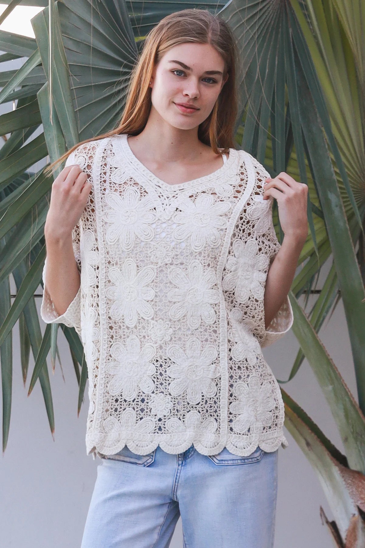 Daisy Batwing Crochet Top