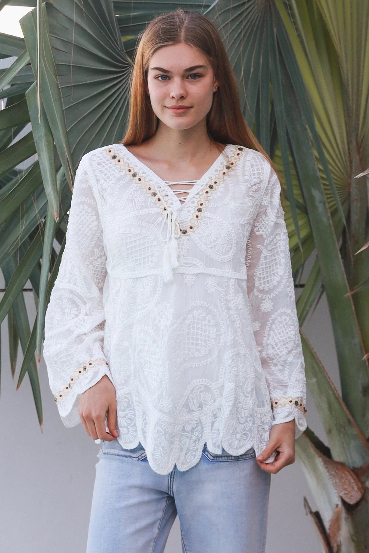 Boho Long Sleeve Crochet Top