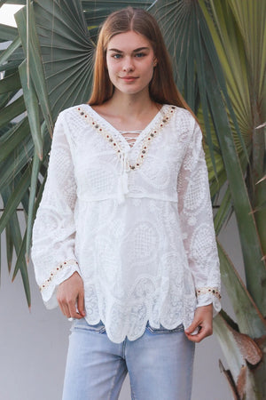 Boho Long Sleeve Crochet Top