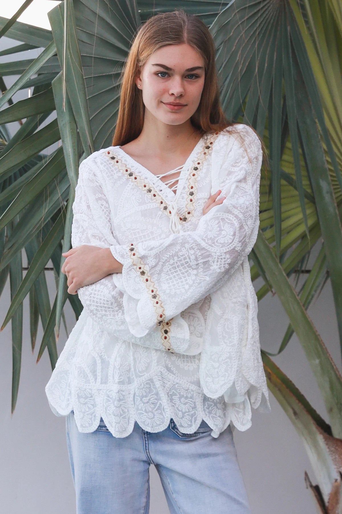 Boho Long Sleeve Crochet Top