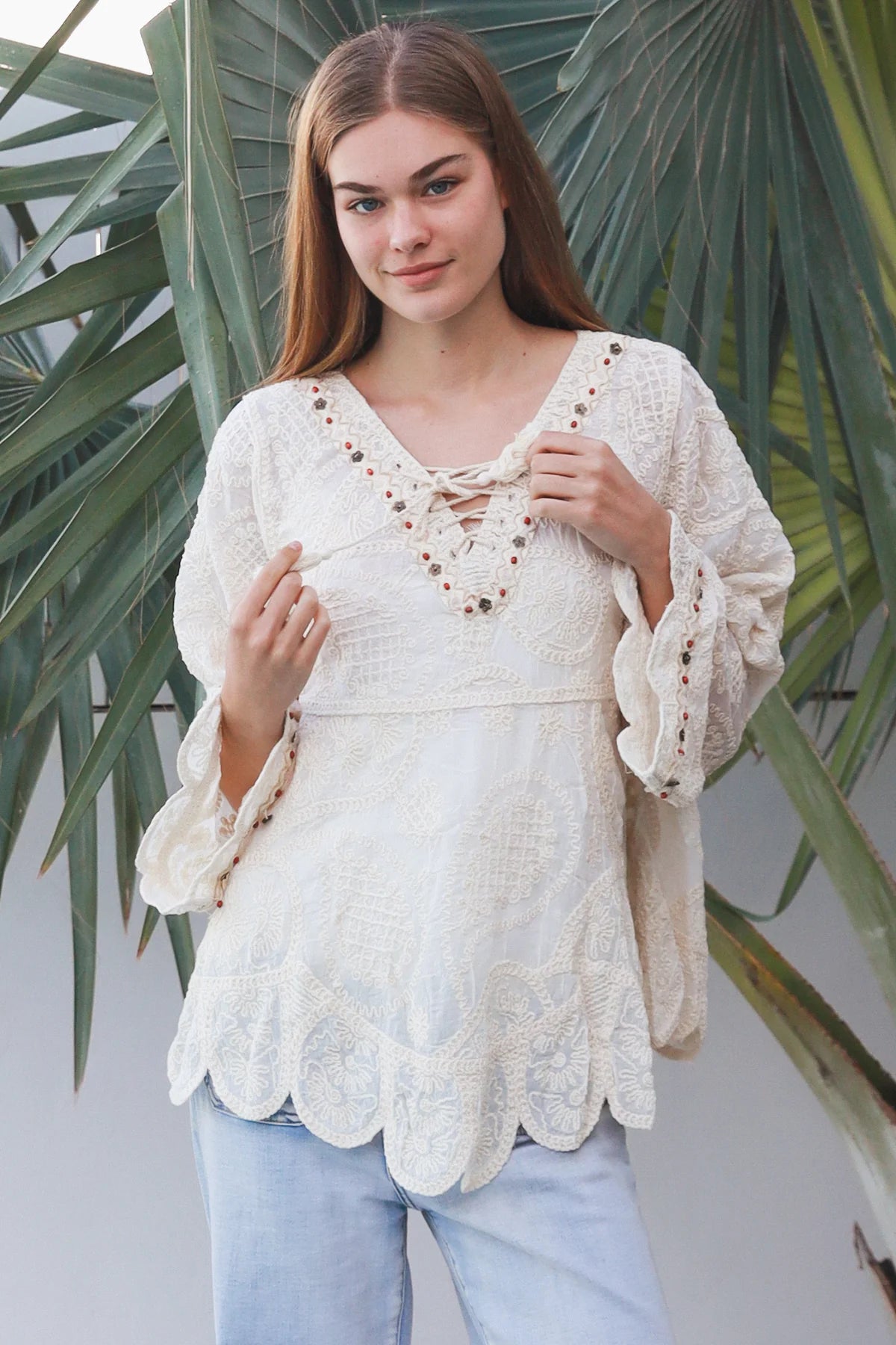 Boho Long Sleeve Crochet Top