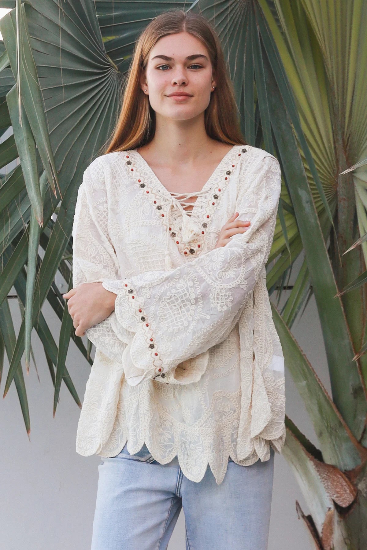 Boho Long Sleeve Crochet Top