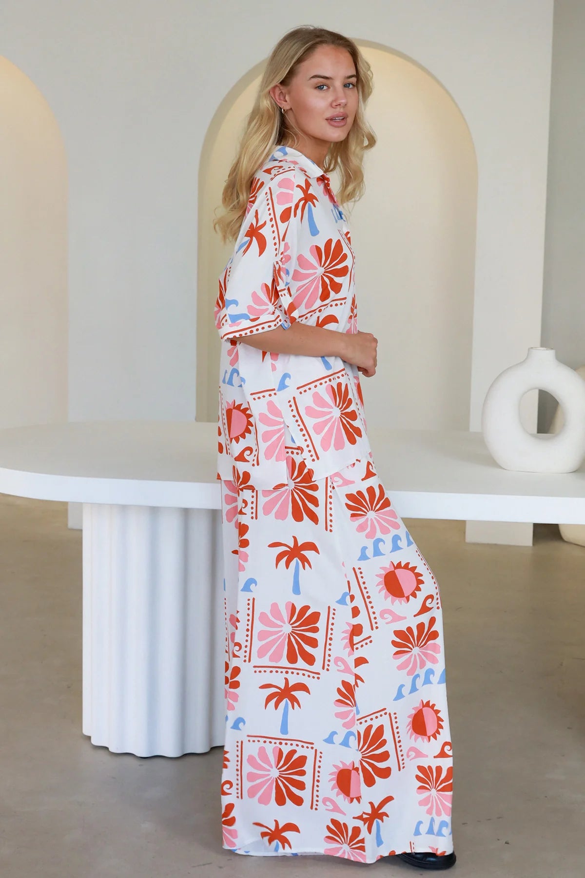 JILL ABSTRACT FLARED PANTS