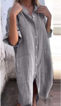 #Nova Grandpa Collar Shirt Dress