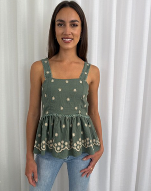 Daisy Babydoll Tank Top With Lace