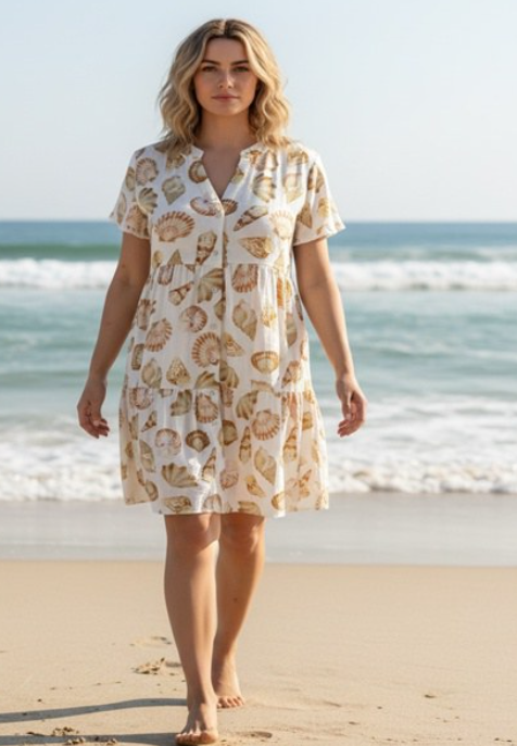 Shelly-May 2 Tier Button Up Mini Dress
