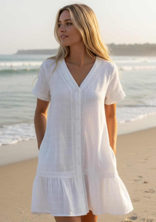 Linen & Lace A-Line Mini Dress