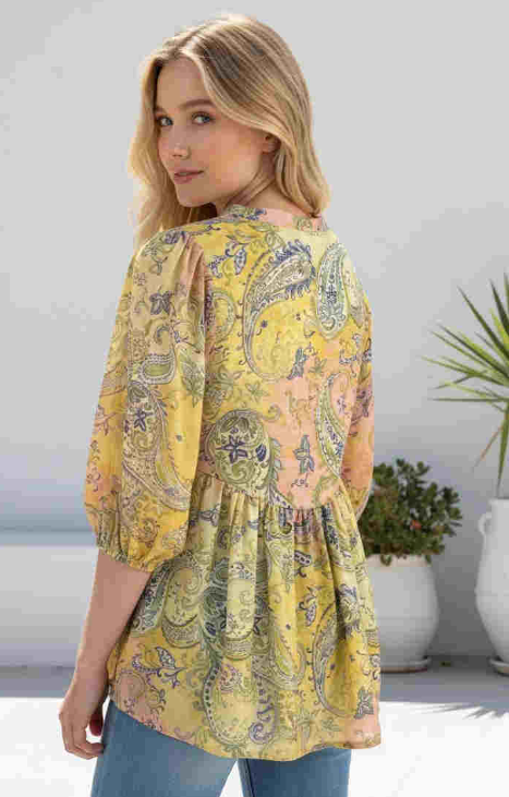 Gardenia V-neck Button Up Top