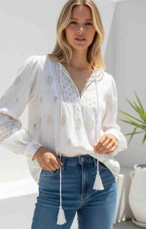 Bridie V-neck Embroidered Top
