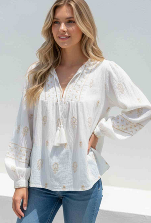 Bridie V-neck Embroidered Top