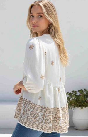 Bethany V-neck Button Up Top