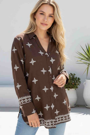 Lila Scoop Bottom Long Sleeve Top With Side Ties