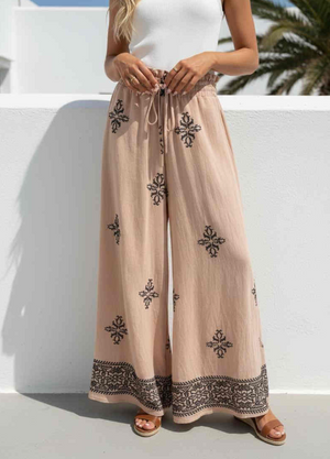 Elodie Skant Embroidered Wide Leg Pants