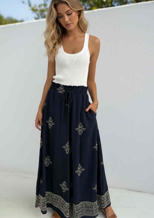 Elodie Skant Embroidered Wide Leg Pants