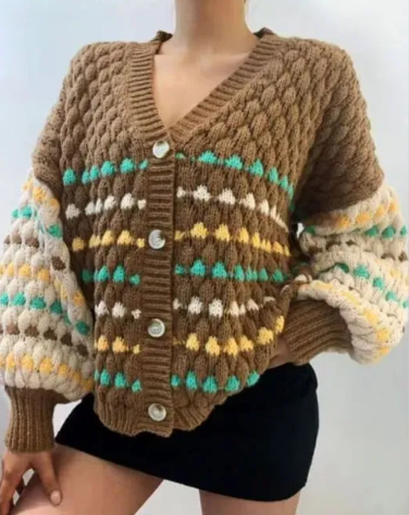 #Jerica Puff Knit Cardigan