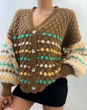 #Jerica Puff Knit Cardigan