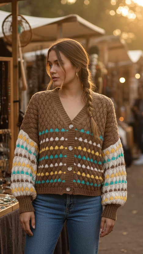 #Jerica Puff Knit Cardigan
