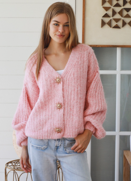 #Golden Sun Puff Knit Jumper
