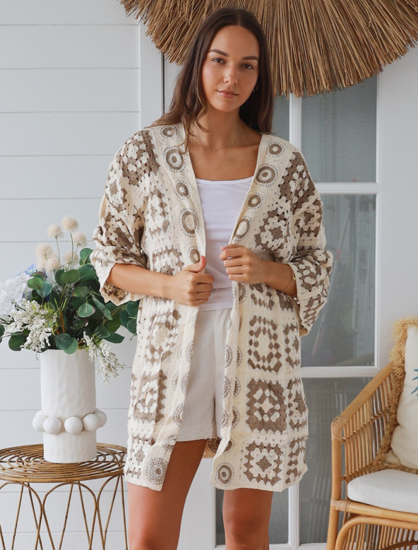 Kianna Mid-length Crochet Cardigan