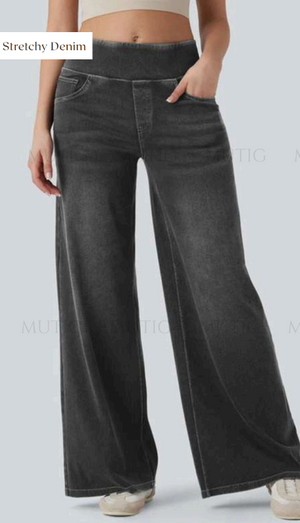 #Stretchy Elastic Waist Pull-on Jeans