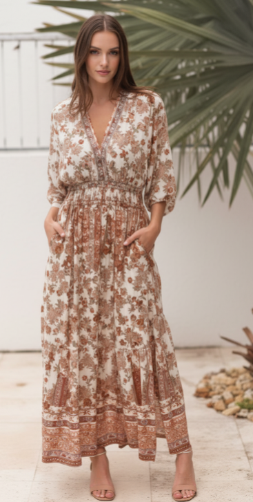 #Jessah Maxi Dress 3/4 Sleeves