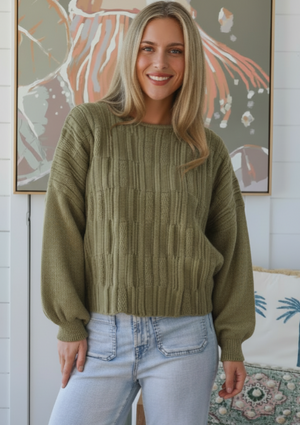 #Panel Stitched Round Neck Knit Jumper
