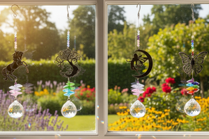#Hanging Crystal Suncatchers With Metal Cutouts