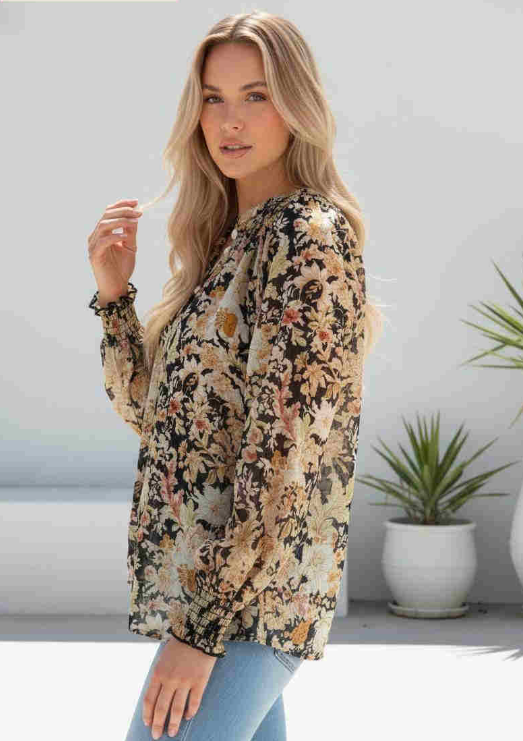 Janet Floral Long Sleeve Button Up Blouse